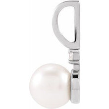 14K White Cultured White Akoya Pearl & .03 CT Natural Diamond Charm/Pendant 88833:106:P