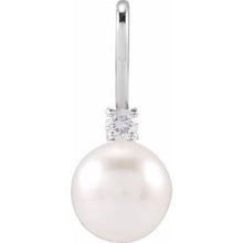 14K White Cultured White Akoya Pearl & .03 CT Natural Diamond Charm/Pendant 88833:106:P