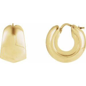 14K Yellow Electroform Tapered 22.2 mm Hoop Earrings 689335:100:P