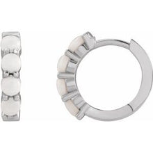 14K White Natural White Opal Cabochon Hinged 14.7 mm  Hoop Earrings 87181:195:P