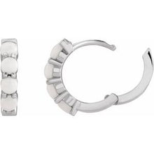 14K White Natural White Opal Cabochon Hinged 14.7 mm  Hoop Earrings 87181:195:P