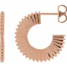 14K Rose Starburst 19 mm Hoop Earrings 88383:118:P