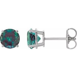 14K White 6 mm Lab-Grown Alexandrite Stud Earrings 1874:70327:P