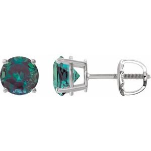 14K White 7 mm Lab-Grown Alexandrite Stud Earrings 1874:70686:P
