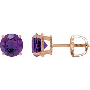 14K Rose 8 mm Natural Amethyst Stud Earrings 1874:70763:P