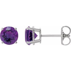 Sterling Silver 6 mm Natural Amethyst Stud Earrings 1874:70385:P