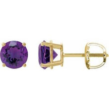 14K Yellow 7 mm Natural Amethyst Stud Earrings 1874:70709:P