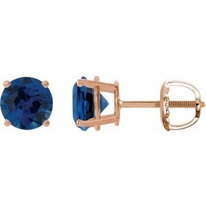 14K Rose 6 mm Lab-Grown Blue Sapphire Stud Earrings 1874:70579:P