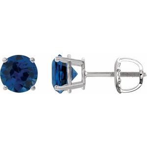 Platinum 6 mm Lab-Grown Blue Sapphire Stud Earrings 1874:70633:P