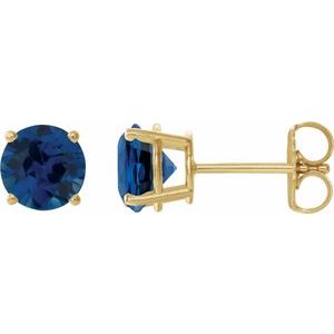 14K Yellow 8 mm Lab-Grown Blue Sapphire Stud Earrings 1874:70525:P