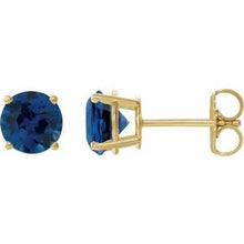 14K Yellow 8 mm Lab-Grown Blue Sapphire Stud Earrings 1874:70525:P