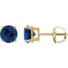 14K Yellow 8 mm Lab-Grown Blue Sapphire Stud Earrings 1874:70795:P