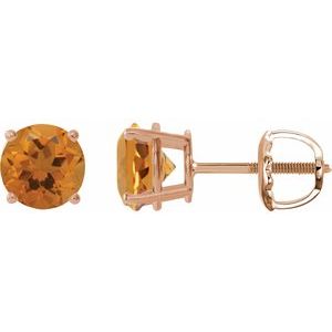 14K Rose 7 mm Natural Citrine Stud Earrings 1874:70675:P