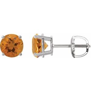 Platinum 6 mm Natural Citrine Stud Earrings 1874:70641:P