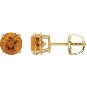 14K Yellow 7 mm Natural Citrine Stud Earrings 1874:70711:P