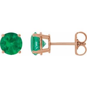 14K Rose 6 mm Lab-Grown Emerald Stud Earrings 1874:70311:P
