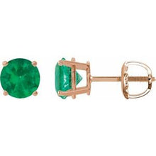 14K Rose 8 mm Lab-Grown Emerald Stud Earrings 1874:70760:P