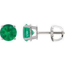14K White 6 mm Lab-Grown Emerald Stud Earrings 1874:70598:P