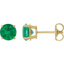 14K Yellow 8 mm Lab-Grown Emerald Stud Earrings 1874:70526:P