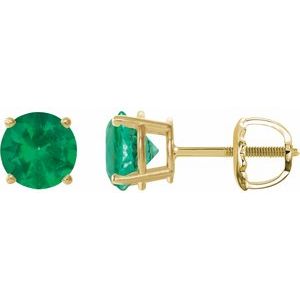14K Yellow 8 mm Lab-Grown Emerald Stud Earrings 1874:70796:P