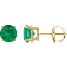 14K Yellow 8 mm Lab-Grown Emerald Stud Earrings 1874:70796:P