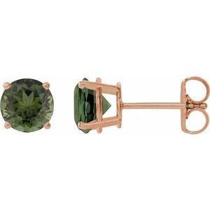 14K Rose 6 mm Natural Green Tourmaline Stud Earrings 1874:70320:P
