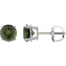 14K White 6 mm Natural Green Tourmaline Stud Earrings 1874:70607:P