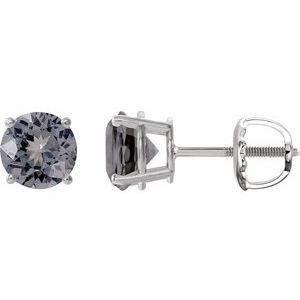 14K White 6 mm Natural Gray Spinel Stud Earrings 1874:70606:P
