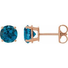 14K Rose 8 mm Natural London Blue Topaz Stud Earrings 1874:70496:P