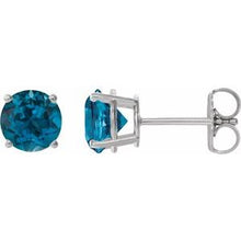Platinum 6 mm Natural London Blue Topaz Stud Earrings 1874:70374:P