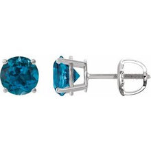 14K White 6 mm Natural London Blue Topaz Stud Earrings 1874:70608:P