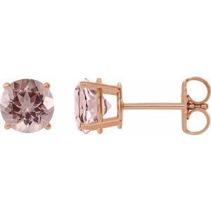 14K Rose 7 mm Natural Pink Morganite Stud Earrings 1874:70409:P