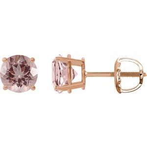14K Rose 6 mm Natural Pink Morganite Stud Earrings 1874:70593:P