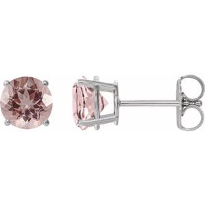Sterling Silver 6 mm Natural Pink Morganite Stud Earrings 1874:70395:P
