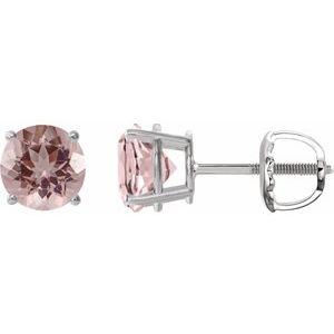 Platinum 7 mm Natural Pink Morganite Stud Earrings 1874:70733:P