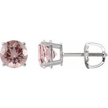 Sterling Silver 6 mm Natural Pink Morganite Stud Earrings 1874:70665:P