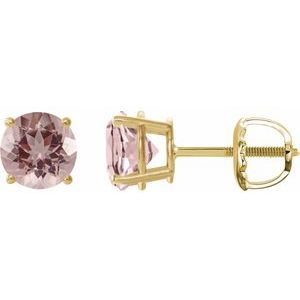 14K Yellow 6 mm Natural Pink Morganite Stud Earrings 1874:70629:P