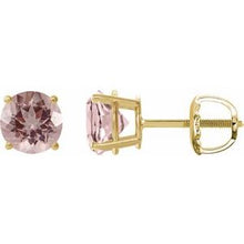 14K Yellow 7 mm Natural Pink Morganite Stud Earrings 1874:70715:P