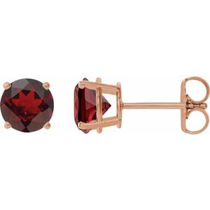 14K Rose 7 mm Natural Mozambique Garnet Stud Earrings 1874:70407:P