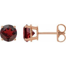 14K Rose 7 mm Natural Mozambique Garnet Stud Earrings 1874:70407:P