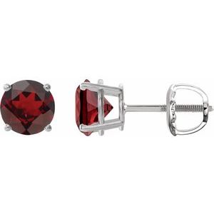 Sterling Silver 7 mm Natural Mozambique Garnet Stud Earrings 1874:70749:P