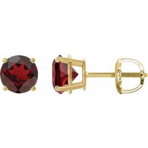 14K Yellow 7 mm Natural Mozambique Garnet Stud Earrings 1874:70713:P