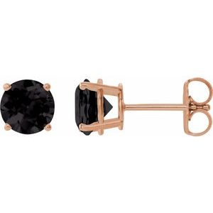 14K Rose 6 mm Natural Black Onyx Stud Earrings 1874:70316:P