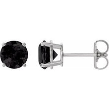 14K White 8 mm Natural Black Onyx Stud Earrings 1874:70512:P