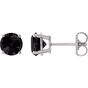 Sterling Silver 6 mm Natural Black Onyx Stud Earrings 1874:70387:P