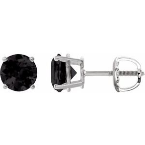 14K White 6 mm Natural Black Onyx Stud Earrings 1874:70603:P