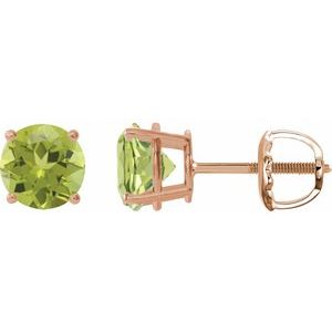 14K Rose 6 mm Natural Peridot Stud Earrings 1874:70592:P