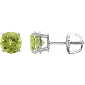 14K White 7 mm Natural Peridot Stud Earrings 1874:70696:P