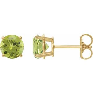 14K Yellow 8 mm Natural Peridot Stud Earrings 1874:70534:P