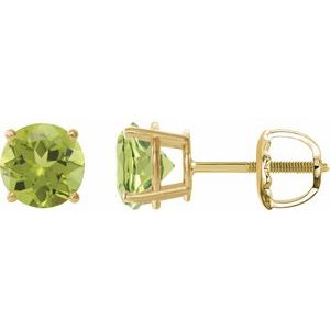 14K Yellow 7 mm Natural Peridot Stud Earrings 1874:70714:P